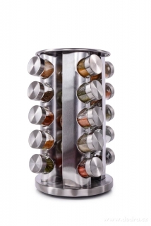 CAROUSEL | 20×90 ml | otočný nerezový stojan na koření se skleněnými kořenkami