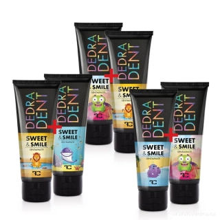 SADA 1+1 | Přírodní dětská zubní pasta SWEET & SMILE se žvýkačkovou příchutí | ochrana mléčných zubů | DEDRA DENT