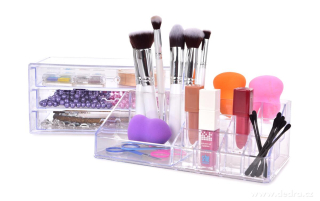 BEAUTY | exkluzivní čtyřpatrový kosmetický organizér | 3 zásuvky + 16 přihrádek | čirý plast